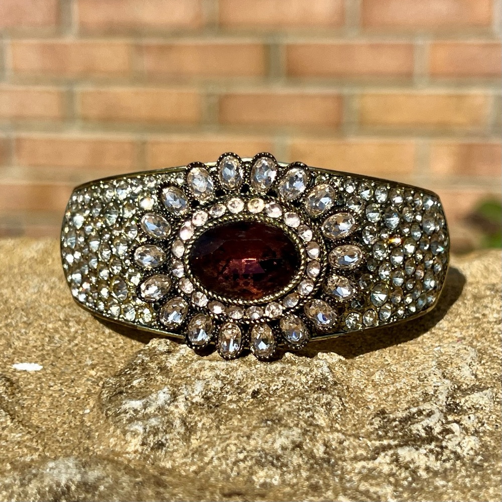 & A Heidi Daus Sparkling Garnet Cuff Bracelet
